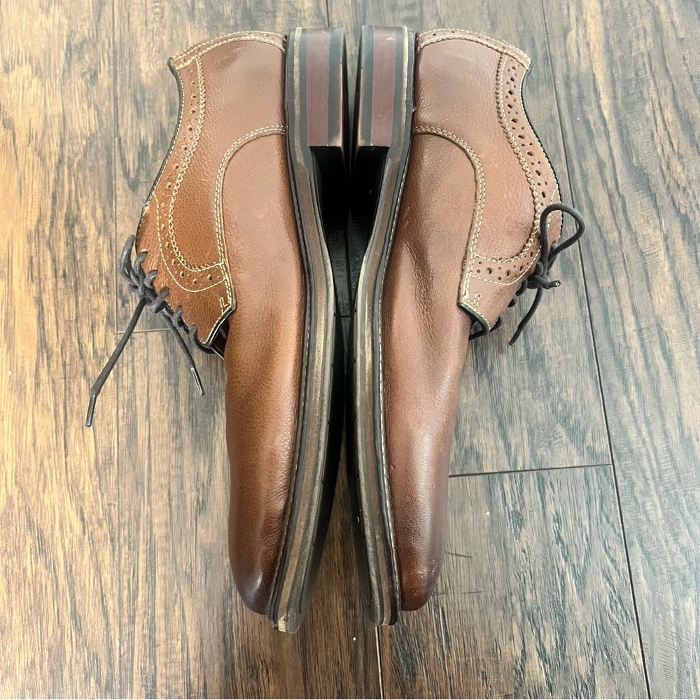 Johnston & Murphy men’s sheepskin leather tan Oxford dress shoes size 10.5 - Picture 3 of 9